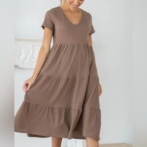 Womance Canada soft tiered v neck dress
